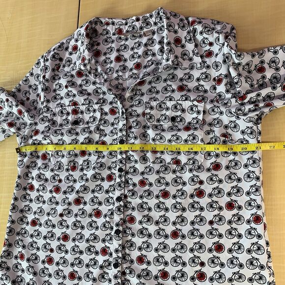 Coral Bay Shirt Blouse Collar Roll-up Long-sleeved pockets Bikes Retro - Picture 14 of 16